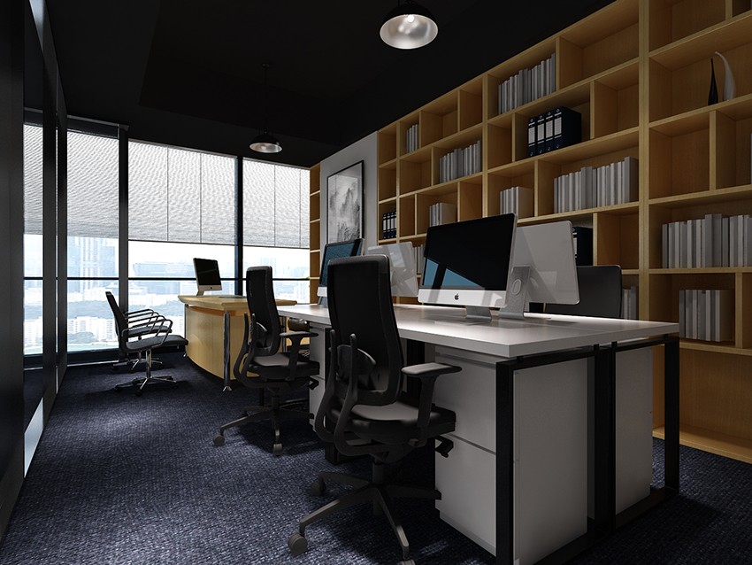 300平方黑色工業(yè)風(fēng)格辦公室裝修設(shè)計圖